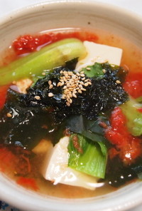 韓国風豆腐と野菜のスープ