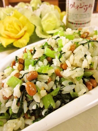 小松菜と納豆のお手軽炒飯の画像