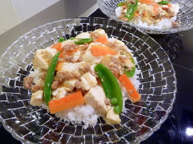 あっさり麻婆豆腐丼　～塩麹レシピの写真