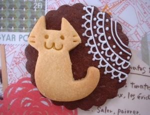 プレゼントに！ネコのアイシングクッキーの画像