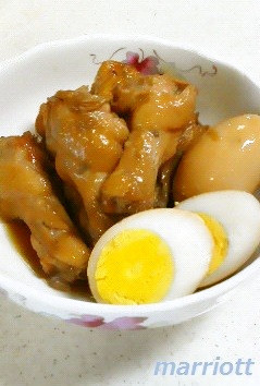 鶏手羽元とゆで卵の煮付け