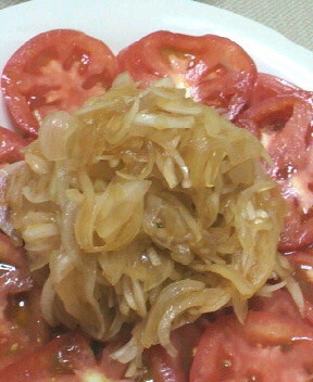 トマトのポン酢タマネギのせの画像