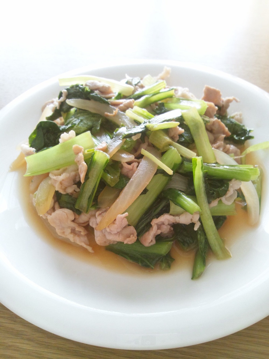 小松菜と豚こま肉のさっぱり炒め物の画像