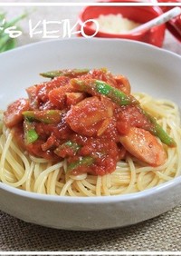 モロッコインゲンのトマトスパゲティ