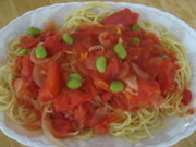 簡単トマトベースの野菜のスパゲティの写真
