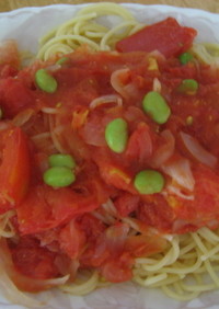 簡単トマトベースの野菜のスパゲティ