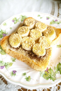 健康的な朝に♡バナナココア黄な粉トースト