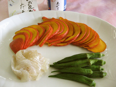 南瓜の漬物です。加賀野菜赤南瓜の昆布締めの写真