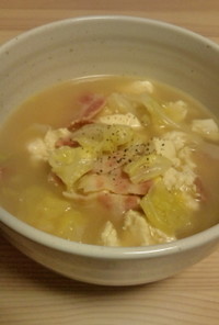 【ずぼら飯】ベーキャベ豆腐コンソメスープ