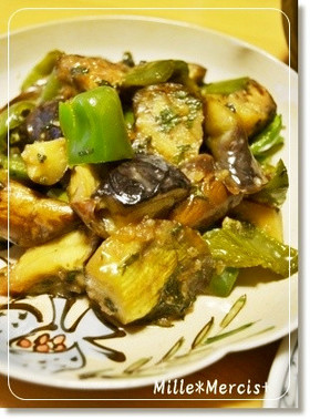 茄子とピーマンの大葉味噌(醤油麹)炒め