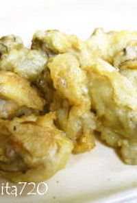 牡蠣の天ぷら・・焼き塩で
