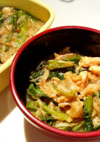 小松菜とえのきと鶏胸肉＠味噌炒め煮