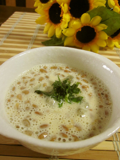 ヘルシー♫納豆＆豆乳のなめらかスープの写真
