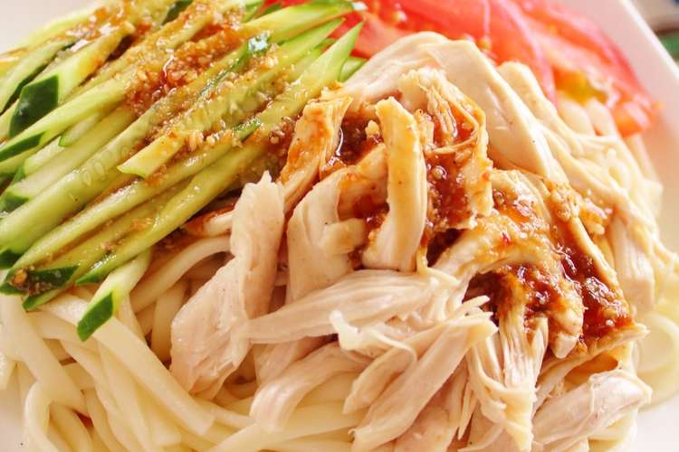 焼肉のたれで バンバンジー風冷やしうどん レシピ 作り方 By 簡単手抜きママ クックパッド