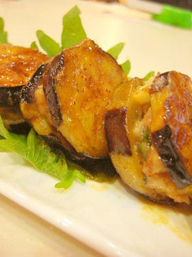 なすと豚挽き肉の甘辛はさみ焼き☆