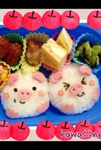 園児のお弁当  ブタさんおにぎり☆