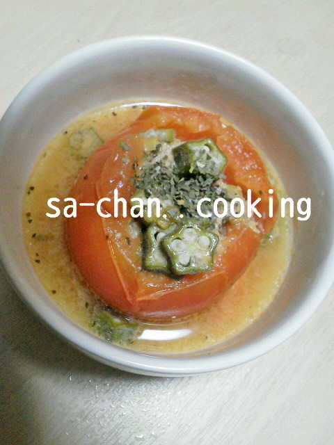 丸ごとトマトの和風バジルハンバーグ(煮)の画像