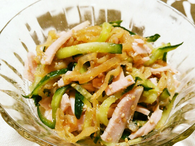夏 きゅうり くらげ ハムの中華風酢の物 レシピ 作り方 By 熊八 クックパッド 簡単おいしいみんなのレシピが361万品