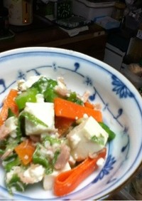 簡単!!オクラと豆腐、ツナのサラダ