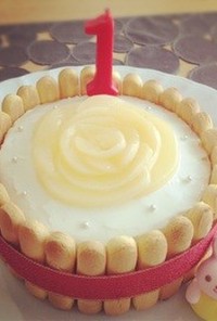祝1歳誕生日☆桃のバースデーケーキ♡