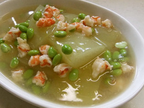冬瓜の海老と枝豆のあんかけ