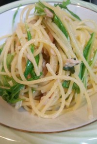 ツナと水菜の梅じそスパゲティ。