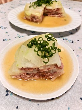 冬瓜&豚肉の重ね蒸しあんかけ♪