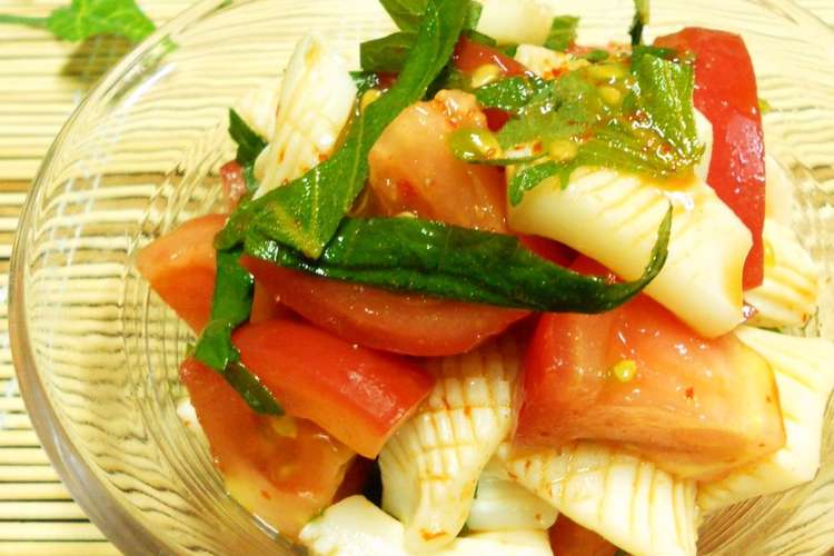 イカとトマトのピリ辛ポン酢和え