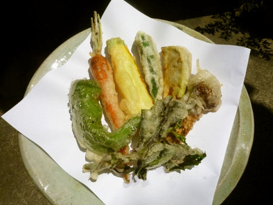 夏野菜の天ぷら　ヴィーガン　京都カフェ　の写真