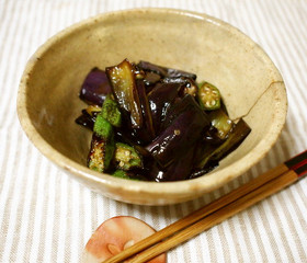 茄子の皮とオクラのきんぴら