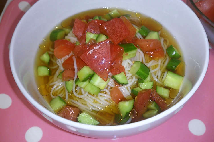 さっぱりトマトときゅうりのそうめん レシピ 作り方 By ちびすけ クックパッド 簡単おいしいみんなのレシピが354万品