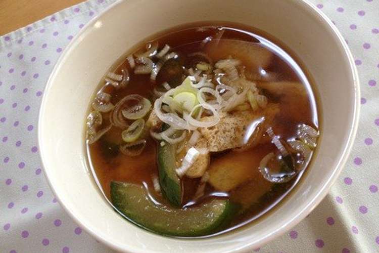 母の味 きゅうりと油揚げの味噌汁 レシピ 作り方 By Komutatata クックパッド