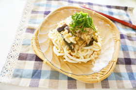 ぶっかけうどん〜豚バラと茄子のめんつゆで