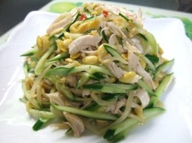 豆もやしとササミとキュウリの中華サラダ 毎日同じサラダが食卓に
