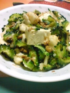 豆腐・納豆・野菜の和え物の画像