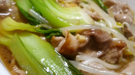 豚肉と青梗菜ともやしの中華炒め煮