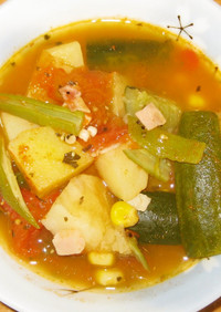 夏野菜で簡単！ミネストローネのスープ。