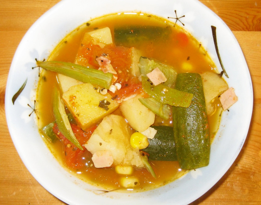夏野菜で簡単！ミネストローネのスープ。の画像