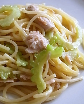 ゴーヤとツナのバター醤油スパゲティー