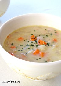 レンズ豆と野菜の豆乳スープ