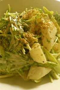 ホクホク長芋とアスパラと水菜のサラダ