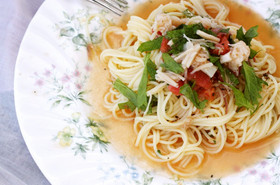 夏を惜しむトマトと青じその冷製パスタ
