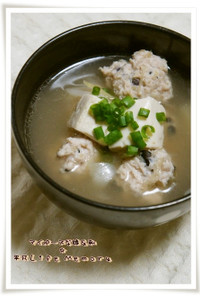 雑穀鶏団子の中華スープ