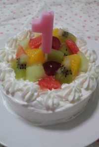 秋生まれの1歳のお誕生日ケーキ