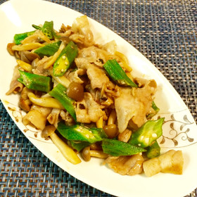 オクラと豚肉の炒め物