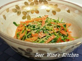 豆苗と人参の胡麻和え