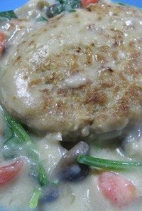 九陽おからバーグ、豆乳クリーム煮込み