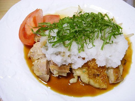 おろしポン酢でおいしい鶏モモ肉焼くだけ