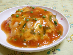 みんな大好き ケチャップ甘酢あんの天津飯