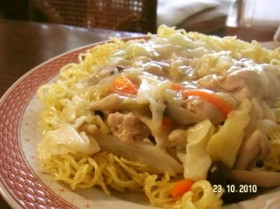 お鍋の残りdeあんかけ焼きそば